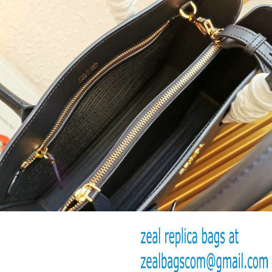 Prada Large Saffiano Leather Handbag 1ba153 Black/Yellow 2023 - Click Image to Close