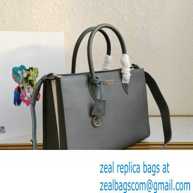 Prada Large Saffiano Leather Handbag 1ba153 Gray/White 2023 - Click Image to Close