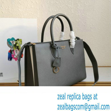 Prada Large Saffiano Leather Handbag 1ba153 Gray/White 2023