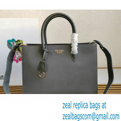 Prada Large Saffiano Leather Handbag 1ba153 Gray/White 2023 - Click Image to Close