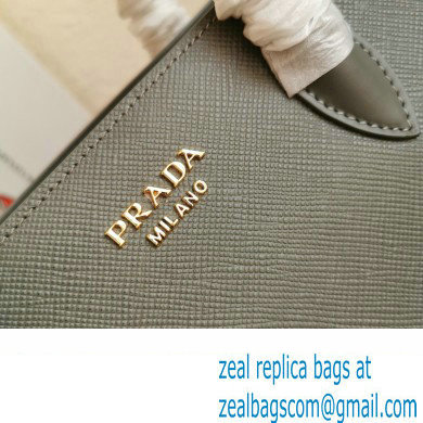 Prada Large Saffiano Leather Handbag 1ba153 Gray/White 2023 - Click Image to Close