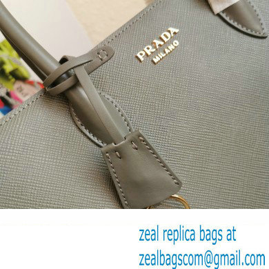 Prada Large Saffiano Leather Handbag 1ba153 Gray/White 2023 - Click Image to Close