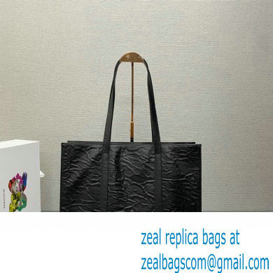 Prada Large antique nappa leather tote bag 1BG460 Black 2023 - Click Image to Close