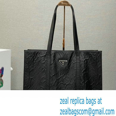 Prada Large antique nappa leather tote bag 1BG460 Black 2023 - Click Image to Close