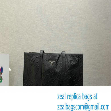 Prada Large antique nappa leather tote bag 1BG460 Black 2023 - Click Image to Close