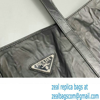 Prada Large antique nappa leather tote bag 1BG460 Black 2023