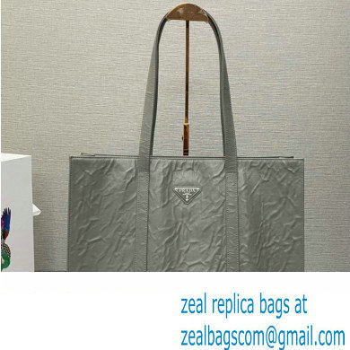 Prada Large antique nappa leather tote bag 1BG460 Gray 2023