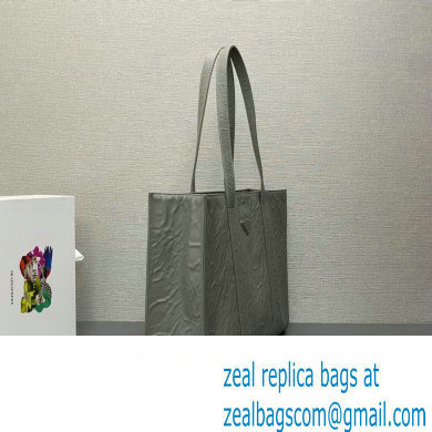 Prada Large antique nappa leather tote bag 1BG460 Gray 2023