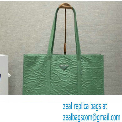 Prada Large antique nappa leather tote bag 1BG460 Green 2023 - Click Image to Close