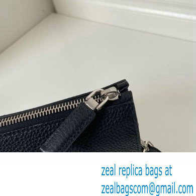 Prada Leather Pouch Clutch Bag 2NE009 metal lettering logo Black/Silver - Click Image to Close