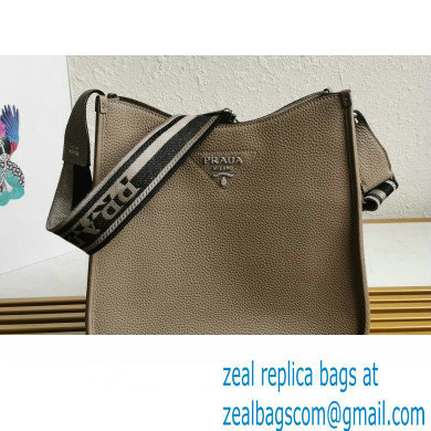 Prada Leather hobo bag 1BC073 Gray 2023