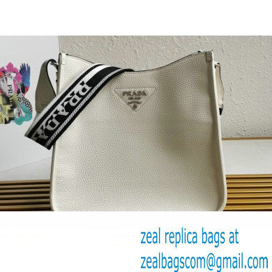 Prada Leather hobo bag 1BC073 White 2023 - Click Image to Close