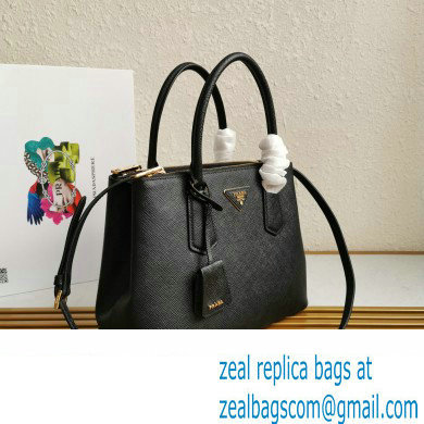 Prada Medium Galleria Saffiano leather bag 1ba232 Black 2023 - Click Image to Close