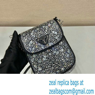 Prada Mini Cleo bag with Crystals 1BH185 Black 2023