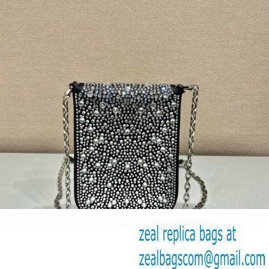 Prada Mini Cleo bag with Crystals 1BH185 Black 2023 - Click Image to Close