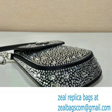 Prada Mini Cleo bag with Crystals 1BH185 Black 2023