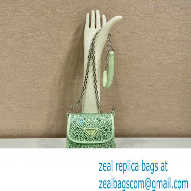 Prada Mini Cleo bag with Crystals 1BH185 Green 2023 - Click Image to Close