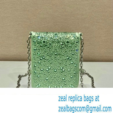 Prada Mini Cleo bag with Crystals 1BH185 Green 2023 - Click Image to Close