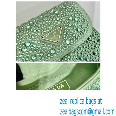 Prada Mini Cleo bag with Crystals 1BH185 Green 2023