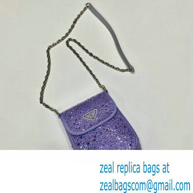 Prada Mini Cleo bag with Crystals 1BH185 Purple 2023