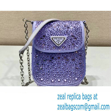 Prada Mini Cleo bag with Crystals 1BH185 Purple 2023