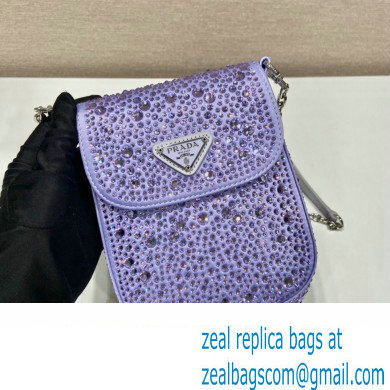 Prada Mini Cleo bag with Crystals 1BH185 Purple 2023 - Click Image to Close