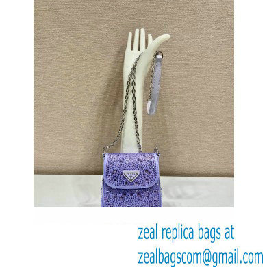 Prada Mini Cleo bag with Crystals 1BH185 Purple 2023 - Click Image to Close