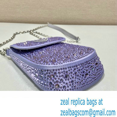 Prada Mini Cleo bag with Crystals 1BH185 Purple 2023