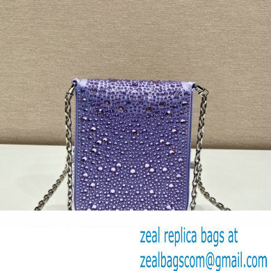 Prada Mini Cleo bag with Crystals 1BH185 Purple 2023