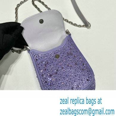 Prada Mini Cleo bag with Crystals 1BH185 Purple 2023