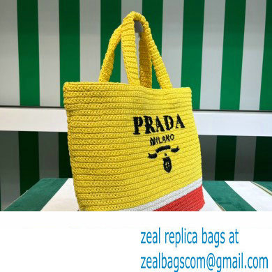 Prada RAFFIA TOTE BAG 1BG392 yellow/red 2020 - Click Image to Close