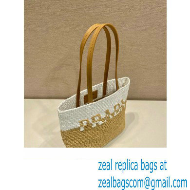 Prada Raffia tote bag 1BG454 Tan/white