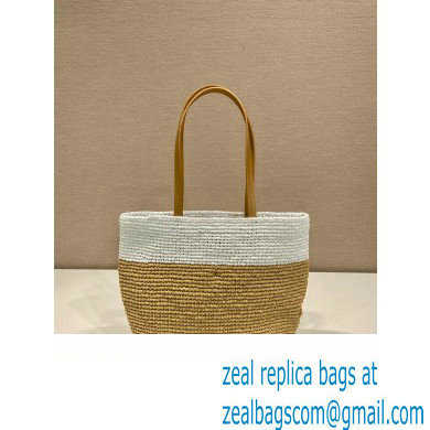 Prada Raffia tote bag 1BG454 Tan/white