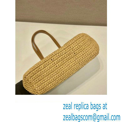 Prada Raffia tote bag 1BG454 Tan/white