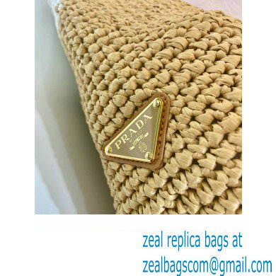 Prada Raffia tote bag 1BG454 Tan/white