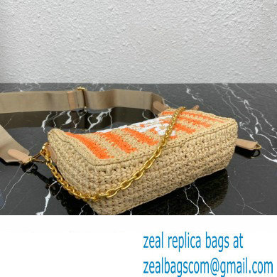 Prada Re-Edition 2005 crochet raffia shoulder bag 1BH204 Beige/Orange 2023 - Click Image to Close