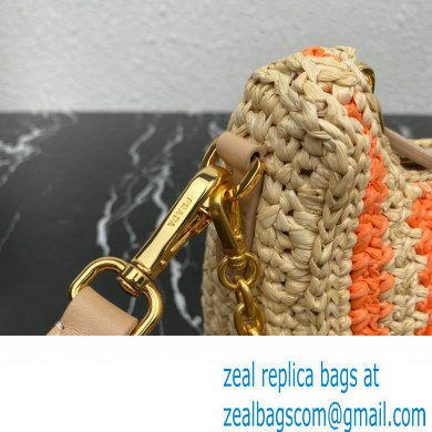 Prada Re-Edition 2005 crochet raffia shoulder bag 1BH204 Beige/Orange 2023 - Click Image to Close