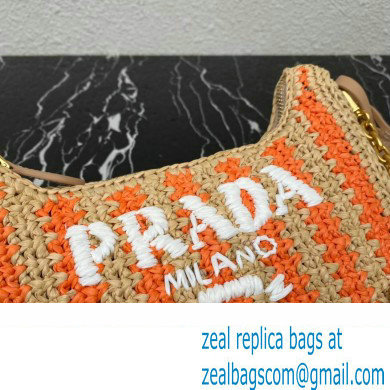 Prada Re-Edition 2005 crochet raffia shoulder bag 1BH204 Beige/Orange 2023