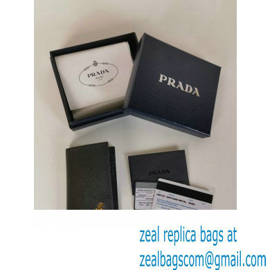 Prada Saffiano Leather Card Holder 2MC101 Metal lettering logo Black/Gold