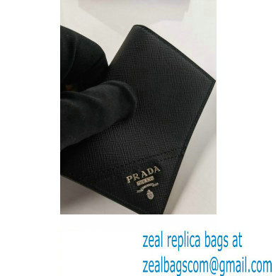 Prada Saffiano Leather Card Holder 2MC101 Metal lettering logo Black/Silver