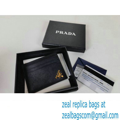 Prada Saffiano Leather Card Holder 2MC223 Metal lettering logo Black/Gold