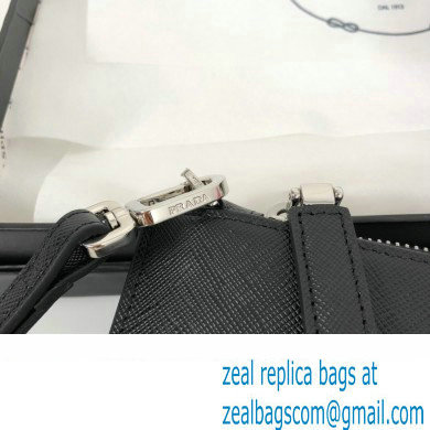 Prada Saffiano Leather Pouch Clutch Bag 2NG005 Enameled metal triangle logo Black/Silver