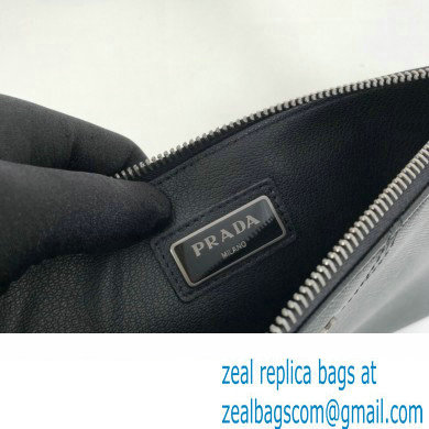 Prada Saffiano Leather Pouch Clutch Bag 2NG005 triangle and metal lettering logo Black/Silver