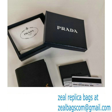 Prada Saffiano Leather Wallet 2MO004 Metal lettering logo Black/Gold