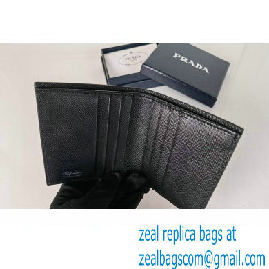 Prada Saffiano Leather Wallet 2MO004 Metal lettering logo Black/Silver