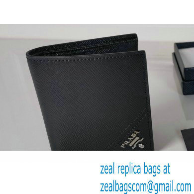 Prada Saffiano Leather Wallet 2MO004 Metal lettering logo Black/Silver