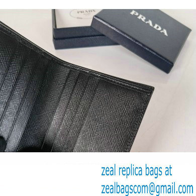 Prada Saffiano Leather Wallet 2MO004 Metal lettering logo Black/Silver - Click Image to Close