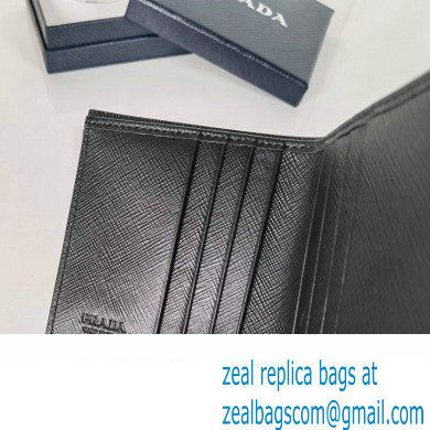 Prada Saffiano Leather Wallet 2MO004 Metal lettering logo Black/Silver