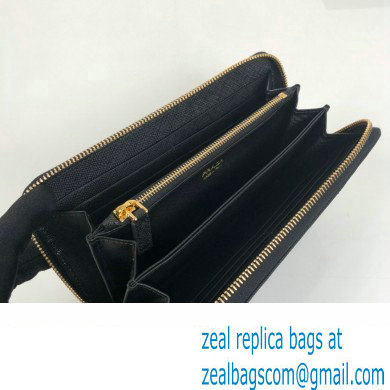 Prada Saffiano Leather Zip Wallet 2M1317 Metal lettering logo Black/Gold