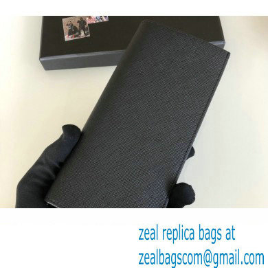 Prada Saffiano Leather bi-fold long Wallet 2M0836 Enameled metal triangle logo Black/Silver